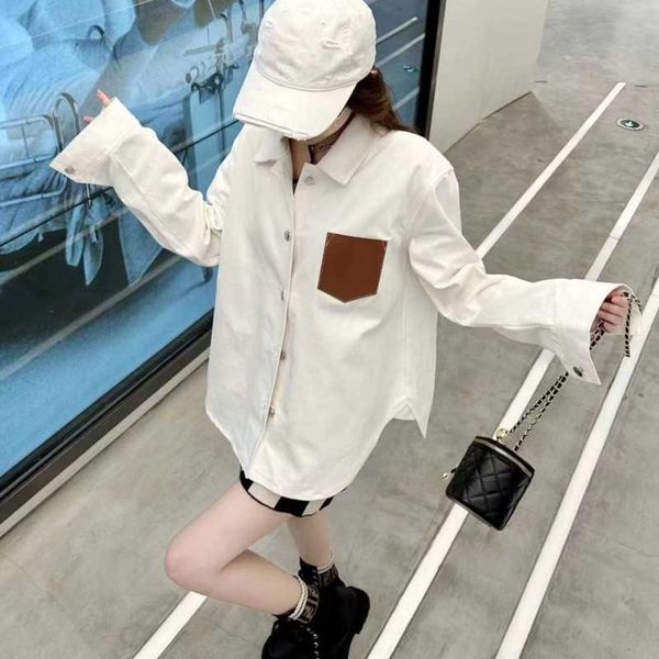 spring shirt designer blouse chest leather long sleeve shirts pocket striped shirt mens womens classic cardigan coat, White
spring shirt designer blouse chest leather long sleeve shirts pocket striped shirt mens womens classic cardigan coat, White