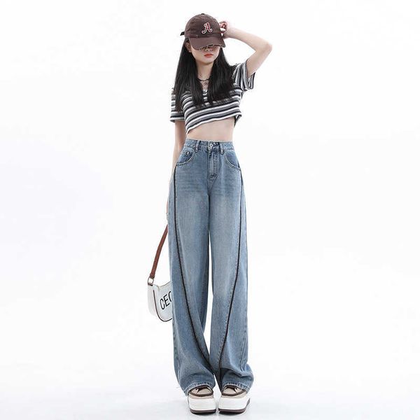 personalized wide leg jeans for women's spring/summer 2023 new high waist straight tube loose and slim drop wide leg floor towers, Blue
personalized wide leg jeans for women's spring/summer 2023 new high waist straight tube loose and slim drop wide leg floor towers, Blue