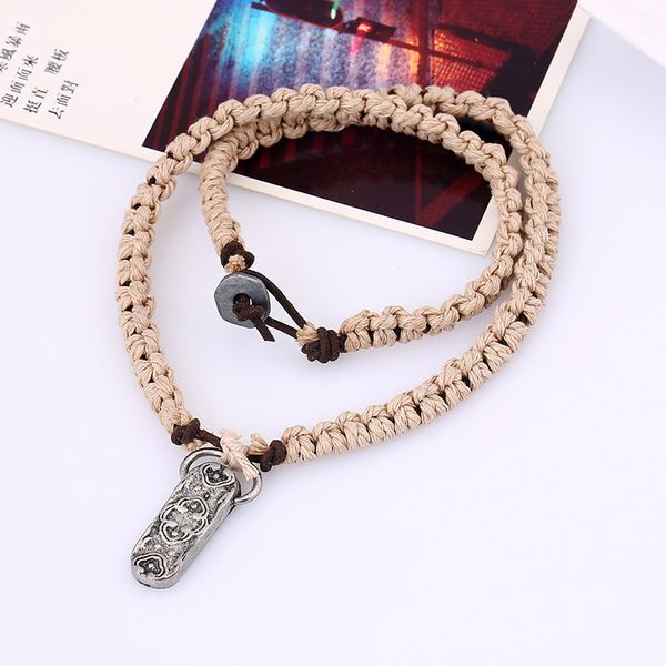 popular vintage woven cowhide necklace beach men's necklace genuine leather necklace, Silver
popular vintage woven cowhide necklace beach men's necklace genuine leather necklace, Silver