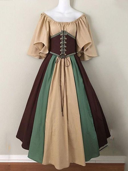 dresses sishion european american medieval retro color contrast dress vd3581 flying sleeve lace up high waist swing vintage dresses, Black;gray
dresses sishion european american medieval retro color contrast dress vd3581 flying sleeve lace up high waist swing vintage dresses, Black;gray