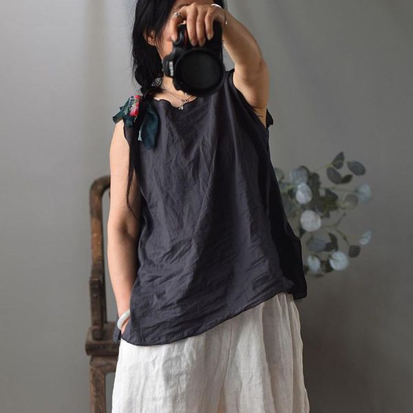 leather johnature women sleeveless tank solid color cotton oneck loose vintage 2023 new summer casual women vest tank, Black
leather johnature women sleeveless tank solid color cotton oneck loose vintage 2023 new summer casual women vest tank, Black