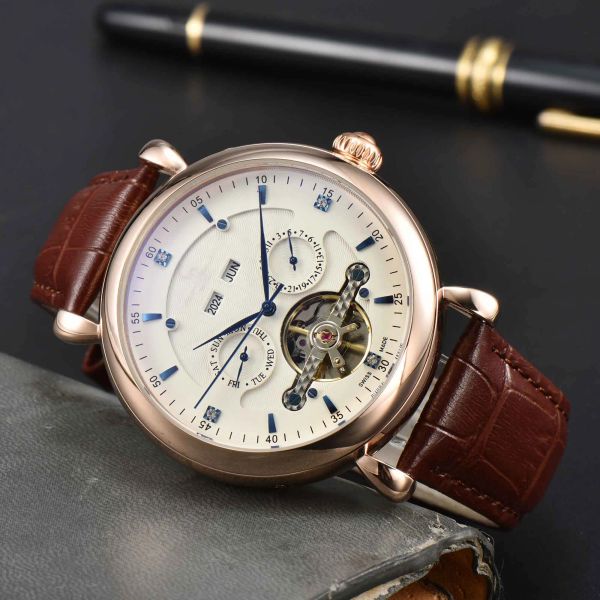 2023 men's luxury mechanical watch business leisure five-pin large flywheel studded with diamond multi-function dual calendar waterproo, Slivery;brown
2023 men's luxury mechanical watch business leisure five-pin large flywheel studded with diamond multi-function dual calendar waterproo, Slivery;brown