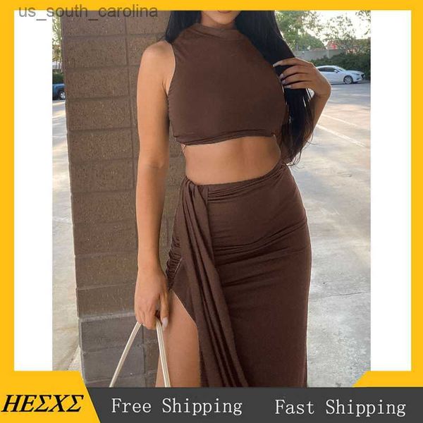 camis 2023 womens 2 pieces dress set sleeveless crop tank side slit twist skirt bodycon maxi dresses summer l230522, White
camis 2023 womens 2 pieces dress set sleeveless crop tank side slit twist skirt bodycon maxi dresses summer l230522, White