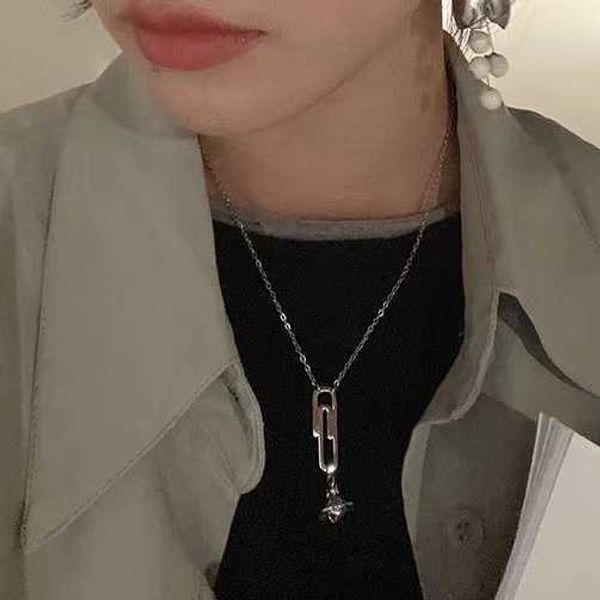 jue zi empress dowager xi planet flying saucer paper clip pendant collarbone simple and luxurious sweater chain couple, Silver
jue zi empress dowager xi planet flying saucer paper clip pendant collarbone simple and luxurious sweater chain couple, Silver