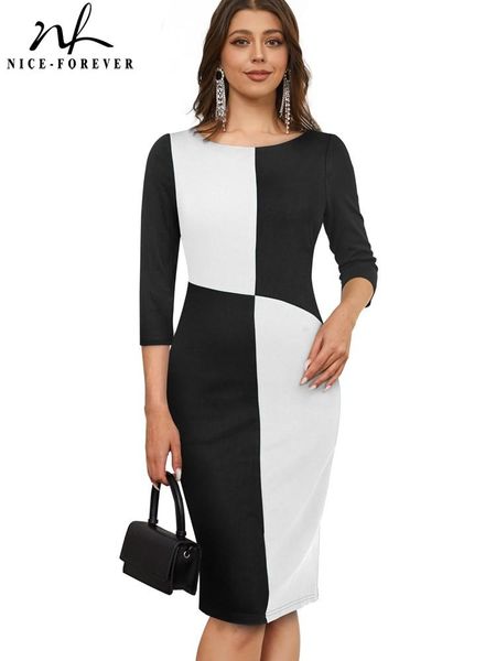 dresses niceforever autumn women fashion chic contrast color patchwork dresses formal business work elegant bodycon dress b740, Black;gray
dresses niceforever autumn women fashion chic contrast color patchwork dresses formal business work elegant bodycon dress b740, Black;gray