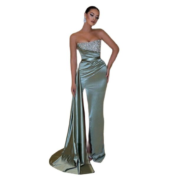 sage beaded evening dress strapless pleat mermaid prom gown with split detachable train arabic dubai women evening party dress, Black;red
sage beaded evening dress strapless pleat mermaid prom gown with split detachable train arabic dubai women evening party dress, Black;red
