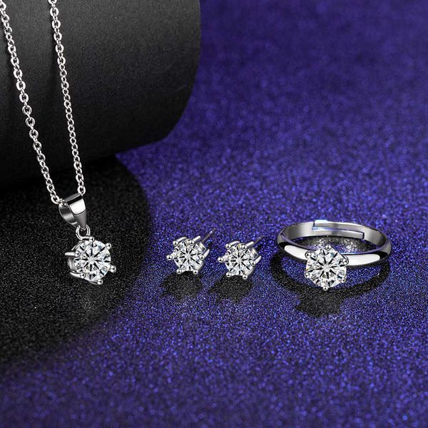 internet celebrity tiffayffay classic six claw mosan diamond ring pendant necklace earrings three-piece set 925 silver open d color women�, Black
internet celebrity tiffayffay classic six claw mosan diamond ring pendant necklace earrings three-piece set 925 silver open d color women�, Black