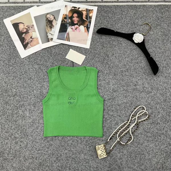 women's vest tanks camis designer knits r embroidery knitted vest sleeveless breathable knitted womens sport cotton-blend 2023, White 
women's vest tanks camis designer knits r embroidery knitted vest sleeveless breathable knitted womens sport cotton-blend 2023, White