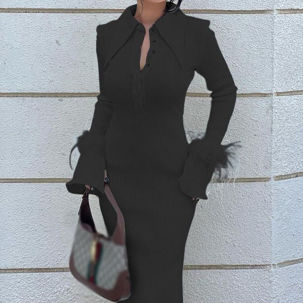 dresses women fashion solid feather splicing shirt dress autumn casual long sleeve party dress ladies turndown collar long dresses, Black;gray
dresses women fashion solid feather splicing shirt dress autumn casual long sleeve party dress ladies turndown collar long dresses, Black;gray