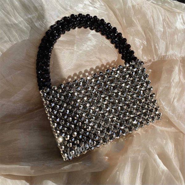totes handmade crystal metalic beaded bags for women fashion bright black silver small square handbag shopper pearl summer 230530
totes handmade crystal metalic beaded bags for women fashion bright black silver small square handbag shopper pearl summer 230530