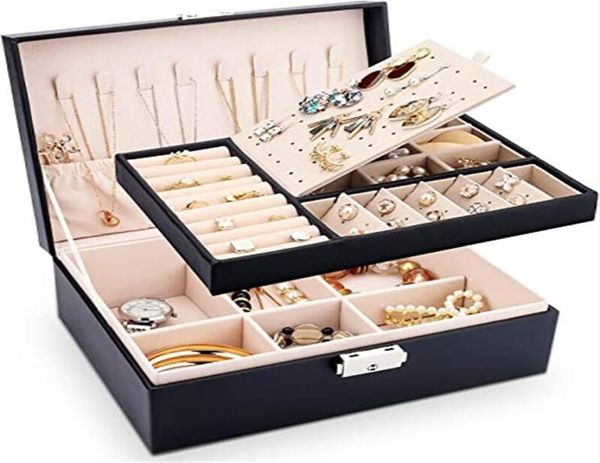jewelry box for women girls double layer jewelry storage case earrings bracelets rings necklaces display boxes with removable tray1170464, Black;white
jewelry box for women girls double layer jewelry storage case earrings bracelets rings necklaces display boxes with removable tray1170464, Black;white