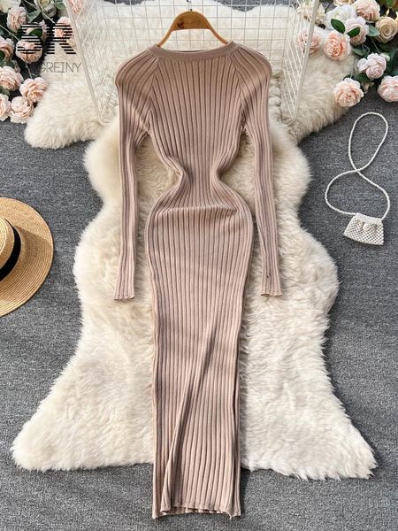 dresses singreiny winter women knit maxi dress o neck autumn long sleeve slim solid haruku ladies fashion pencil sweater long dresses, Black;gray
dresses singreiny winter women knit maxi dress o neck autumn long sleeve slim solid haruku ladies fashion pencil sweater long dresses, Black;gray