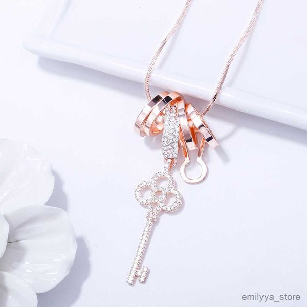 pendant necklaces key long chain necklace luxury design shining charm ring choker for women fashion collares jewelry, Silver
pendant necklaces key long chain necklace luxury design shining charm ring choker for women fashion collares jewelry, Silver