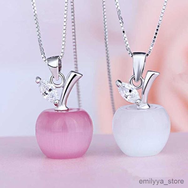 pendant necklaces women's fashion jewelry cute apple shape opals pendant chain necklace lovers gifts, Silver
pendant necklaces women's fashion jewelry cute apple shape opals pendant chain necklace lovers gifts, Silver