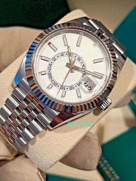 luxury wristwatch brand new men's automatic watches sky dweller ss white gold jubilee 326934 white dial watch, Slivery;brown
luxury wristwatch brand new men's automatic watches sky dweller ss white gold jubilee 326934 white dial watch, Slivery;brown