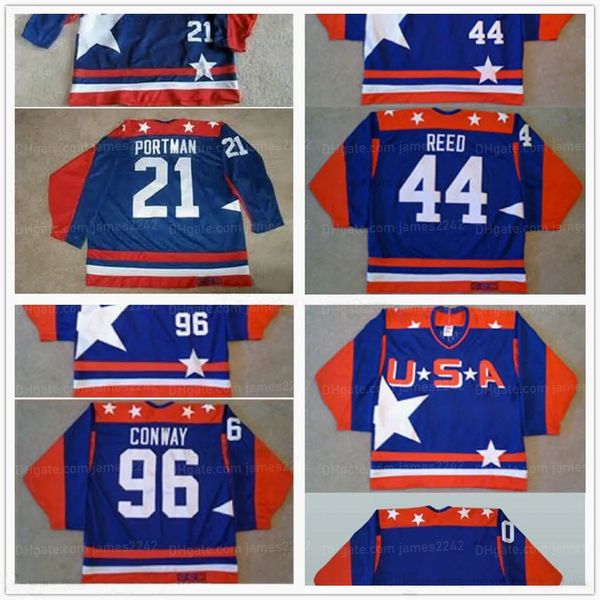 retro movie 2017th the mighty ducks d2 team usa hockey jerseys vintage stitched 96 charlie conway 44 fulton reed 21 dean portman jersey blue, Black;red
retro movie 2017th the mighty ducks d2 team usa hockey jerseys vintage stitched 96 charlie conway 44 fulton reed 21 dean portman jersey blue, Black;red