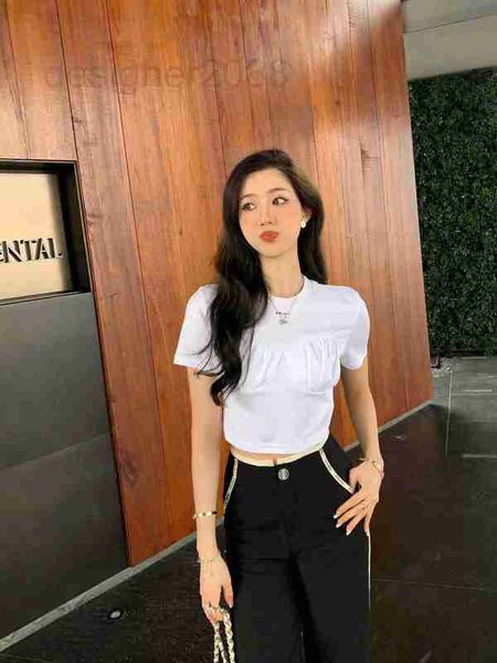 women's t-shirt designer 23 summer new fashion chest fold decoration letter printing round neck short sleeve t-shirt women nx3r, White
women's t-shirt designer 23 summer new fashion chest fold decoration letter printing round neck short sleeve t-shirt women nx3r, White