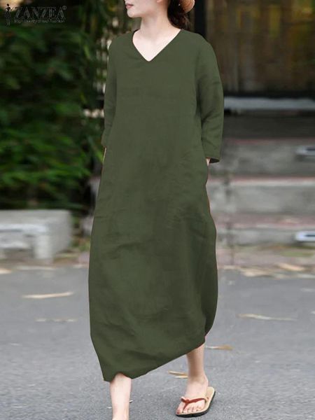 dresses zanzea female vneck 3/4 sleeve sundress fashion pure cotton solid color dress summer loose midi robe elegant causal vestidos, Black;gray
dresses zanzea female vneck 3/4 sleeve sundress fashion pure cotton solid color dress summer loose midi robe elegant causal vestidos, Black;gray