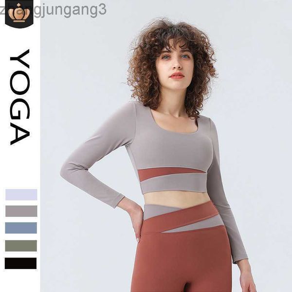 designer t shirt aloyoga autumn open navel quick dry running long sleeve contrast nude yoga dress with chest pads, White
designer t shirt aloyoga autumn open navel quick dry running long sleeve contrast nude yoga dress with chest pads, White
