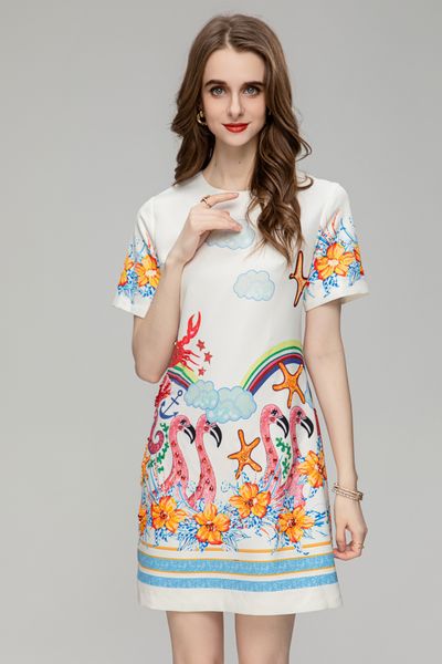 2023 spring/summer women's beaded dress original designer fashion cloud animal and plant print round neck short sleeve elegant dress st, Black
2023 spring/summer women's beaded dress original designer fashion cloud animal and plant print round neck short sleeve elegant dress st, Black