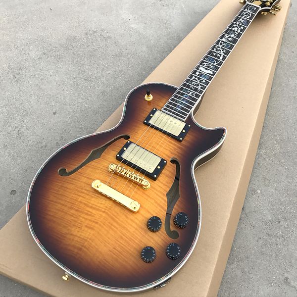 custom shop, lp custom electric guitar, front and rear flame maple 22 frets, f hole half hollow, ing
custom shop, lp custom electric guitar, front and rear flame maple 22 frets, f hole half hollow, ing