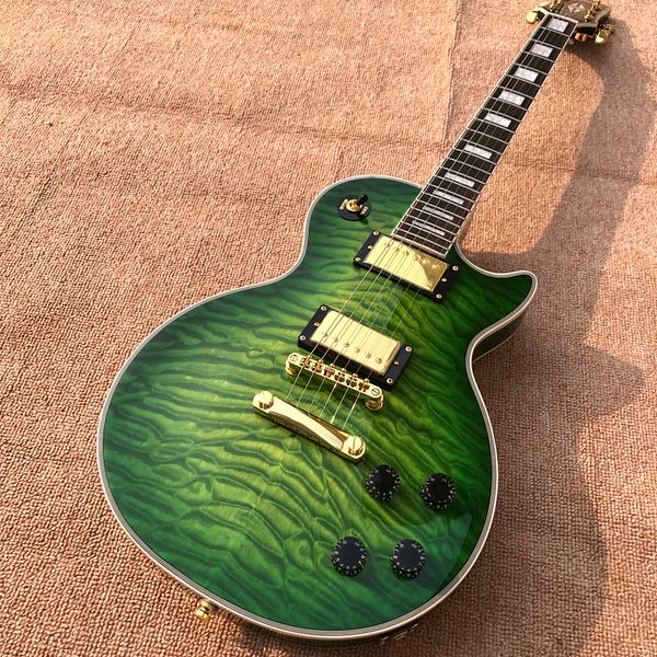custom shop, green lp custom electric guitars, gold hardware, flame maple 22frets guitar ing
custom shop, green lp custom electric guitars, gold hardware, flame maple 22frets guitar ing