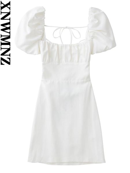 dresses xnwmnz women white fashion linen blend dress female square neck short puff sleeves backless crossover straps dress for women's, Black;gray
dresses xnwmnz women white fashion linen blend dress female square neck short puff sleeves backless crossover straps dress for women's, Black;gray