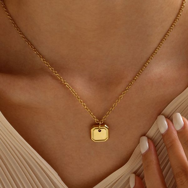 women's pendant necklace personalized and trendy stainless steel square pendant necklace with extended chain jewelry gift yw80nc-1309, Golden;silver
women's pendant necklace personalized and trendy stainless steel square pendant necklace with extended chain jewelry gift yw80nc-1309, Golden;silver