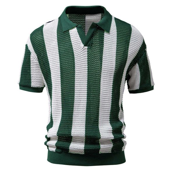 mesh summer turtleneck shirt short sleeved fishing net clothes trend men's striped polo shirt fh, White;black
mesh summer turtleneck shirt short sleeved fishing net clothes trend men's striped polo shirt fh, White;black