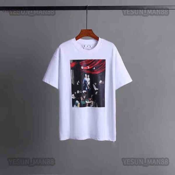 designer luxury summer classic t shirt painting virgin mary tape 99 seri fashion mens and womens loose round collar white black tee 13 fhdn