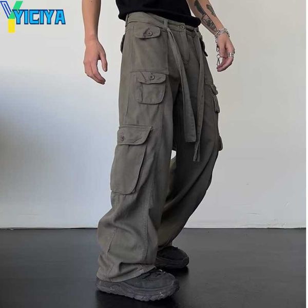 yiciya godlikeu high street retro casual large pocket men's loose straight draped wide leg cargo pants, Black
yiciya godlikeu high street retro casual large pocket men's loose straight draped wide leg cargo pants, Black