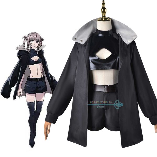anime costumes call of the night nanakusa nazuna cosplay come wig black cloak jacket leather vest shorts outfit women anime cos z0602