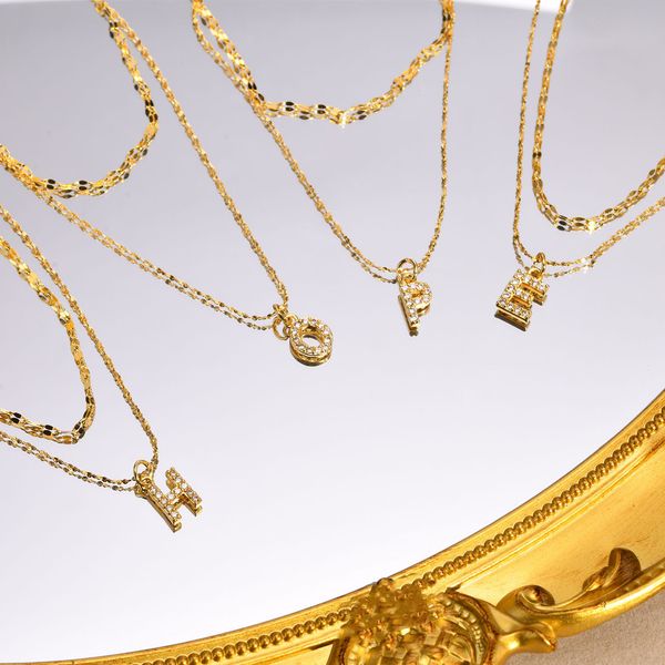 26 alphabet women's letter pendnat necklace personalized and trendy stainless steel initial pendant necklace inlay zirconia jewelry 2pc, Golden;silver
26 alphabet women's letter pendnat necklace personalized and trendy stainless steel initial pendant necklace inlay zirconia jewelry 2pc, Golden;silver