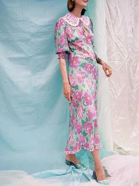 dresses women floral print midi dress 2021 summer autumn lace crochettrimmed peter pan collar laceup half sleeve holiday long robe, Black;gray
dresses women floral print midi dress 2021 summer autumn lace crochettrimmed peter pan collar laceup half sleeve holiday long robe, Black;gray