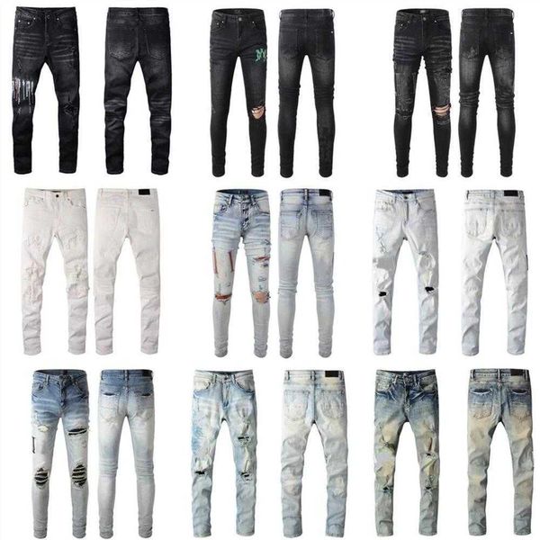 designer mens jeans denim high street embroidery pants fashion holes trouser hip hop distressed zipper trousers for male, Blue
designer mens jeans denim high street embroidery pants fashion holes trouser hip hop distressed zipper trousers for male, Blue