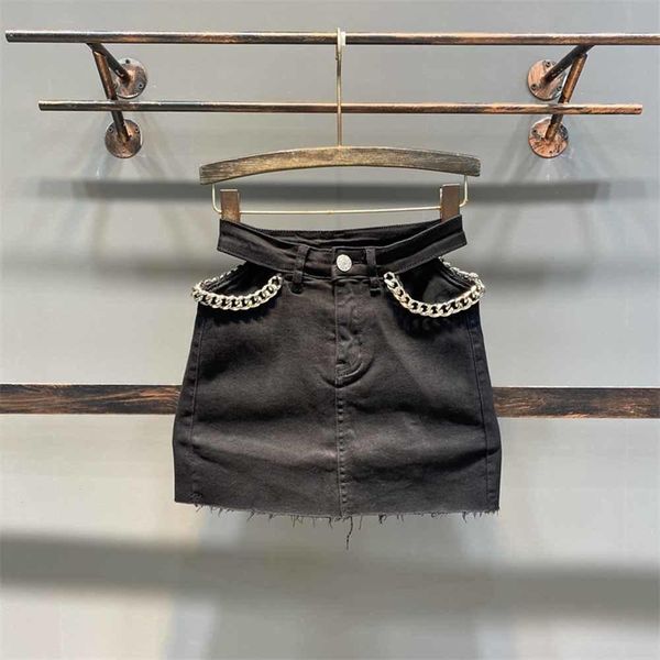 dresses 2022 summer new arrival metal chain hollow out high waist black slim short denim skirt women, Black;gray
dresses 2022 summer new arrival metal chain hollow out high waist black slim short denim skirt women, Black;gray