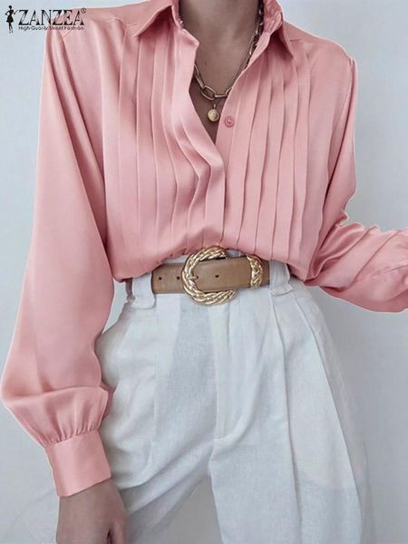 shirts zanzea satin silk blouse women 2023 elegant lapel button up shirt long sleeve fashion pleats tunic casual party blusa mujer, White
shirts zanzea satin silk blouse women 2023 elegant lapel button up shirt long sleeve fashion pleats tunic casual party blusa mujer, White