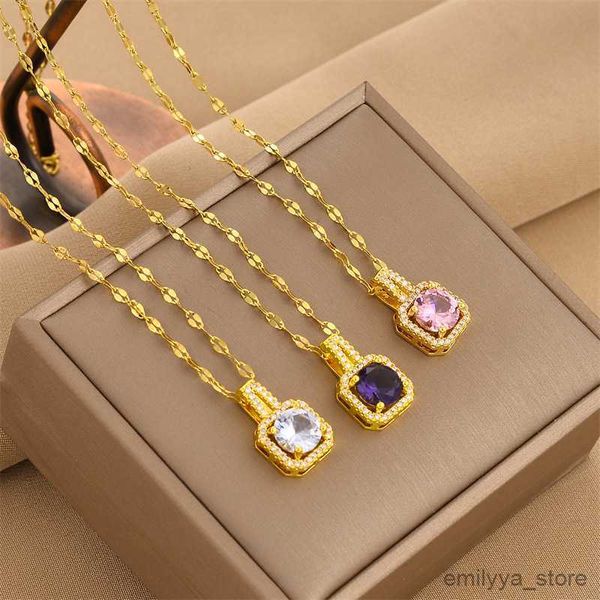 pendant necklaces luxury cubic pendant necklace for women stainless steel chain all-match necklaces aesthetic jewelry, Silver
pendant necklaces luxury cubic pendant necklace for women stainless steel chain all-match necklaces aesthetic jewelry, Silver