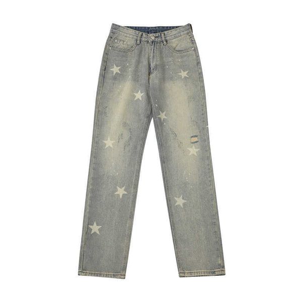 style washed old star high street niche design sense jeans for men and women loose fitting straight leg long pants trendy couple, Blue
style washed old star high street niche design sense jeans for men and women loose fitting straight leg long pants trendy couple, Blue