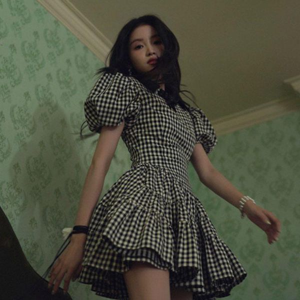 dresses french court style plaid dress vintage women peter pan collar slim fairy dress preppy style puff sleeve lolita princess dress, Black;gray
dresses french court style plaid dress vintage women peter pan collar slim fairy dress preppy style puff sleeve lolita princess dress, Black;gray