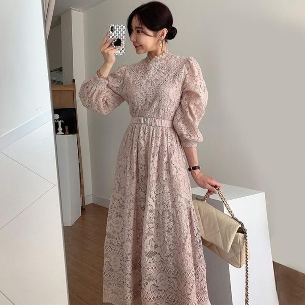 dresses retro court style round neck lace dress hook flower design loose puffed sleeves midi skirt elegant swing dress with belt g006, Black;gray
dresses retro court style round neck lace dress hook flower design loose puffed sleeves midi skirt elegant swing dress with belt g006, Black;gray