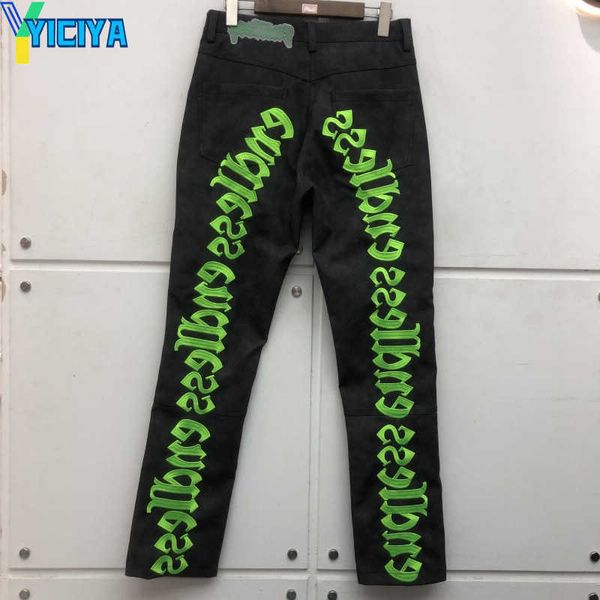 yiciya embroidered leather cargo pants men women quality joggers sweatpants trousers, Black
yiciya embroidered leather cargo pants men women quality joggers sweatpants trousers, Black