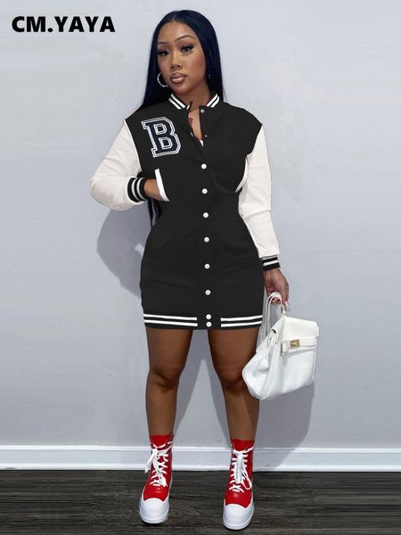dresses cm.yaya women fashion patchwork letter b single breasted long sleeve baseball midi mini dress autumn winter sweatshirt dresses, Black;gray
dresses cm.yaya women fashion patchwork letter b single breasted long sleeve baseball midi mini dress autumn winter sweatshirt dresses, Black;gray