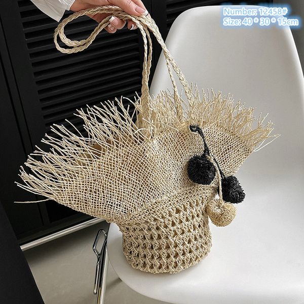 factory wholesale ladies shoulder bags 2 colors summer travel holiday straw beach bag hat fashion handbag personalized hair ball pendant wov
factory wholesale ladies shoulder bags 2 colors summer travel holiday straw beach bag hat fashion handbag personalized hair ball pendant wov