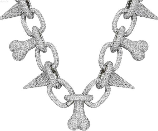 kmasal punk bone spikes link chain hip hop iced out bling rapper cuban link chain real gold plated necklace for men women, Silver
kmasal punk bone spikes link chain hip hop iced out bling rapper cuban link chain real gold plated necklace for men women, Silver
