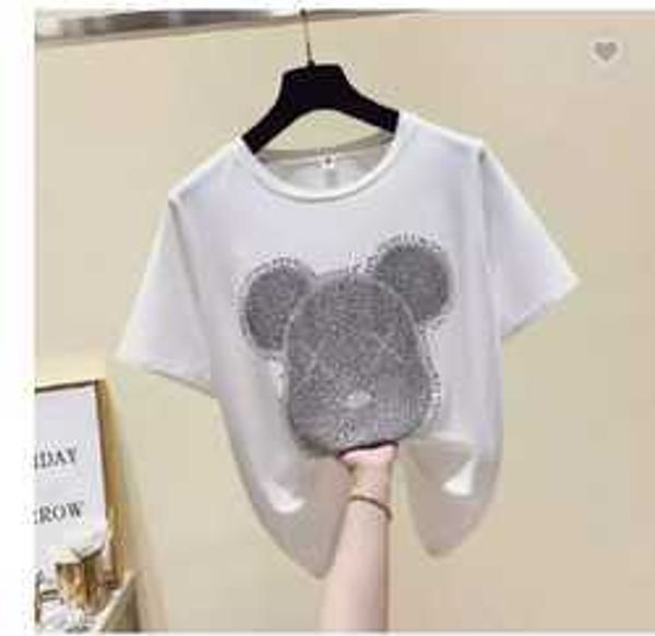 short sleeved women's tshirt new summer tshirt fashion casual tee rhinestone loose ladies bottom shirt hqx, White
short sleeved women's tshirt new summer tshirt fashion casual tee rhinestone loose ladies bottom shirt hqx, White