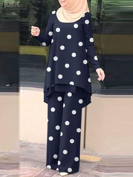 dress 2023 zanzea elegant casual turkish tracksuits women long sleeve oneck blouse and wide leg pant polka dots printed muslim set, White
dress 2023 zanzea elegant casual turkish tracksuits women long sleeve oneck blouse and wide leg pant polka dots printed muslim set, White
