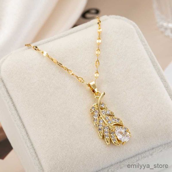 pendant necklaces design sense luxury gold color feather pendant women necklaces female stainless steel chain jewelry, Silver
pendant necklaces design sense luxury gold color feather pendant women necklaces female stainless steel chain jewelry, Silver