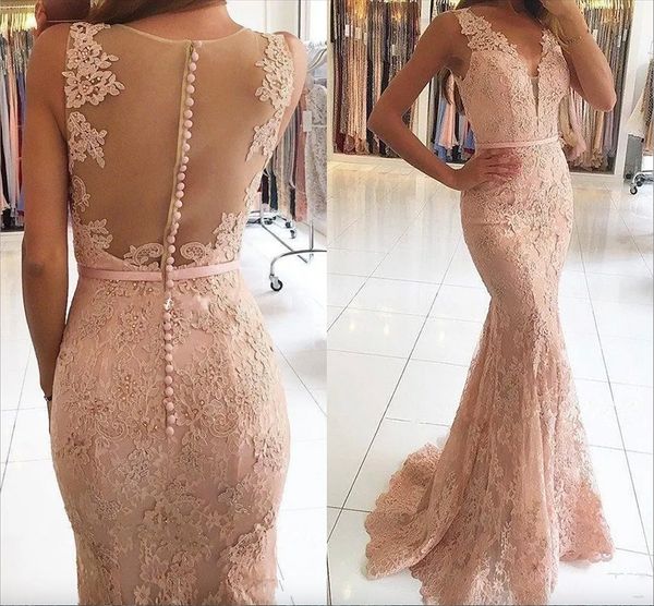 new v-neck evening dresses wear illusion lace appliques beaded blush pink mermaid long sheer back formal party dress prom gowns, Black;red
new v-neck evening dresses wear illusion lace appliques beaded blush pink mermaid long sheer back formal party dress prom gowns, Black;red