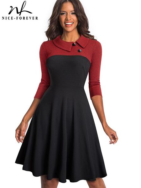 dresses niceforever women vintage turndown collar pinup button vestidos aline business party flare swing female dress a136, Black;gray
dresses niceforever women vintage turndown collar pinup button vestidos aline business party flare swing female dress a136, Black;gray